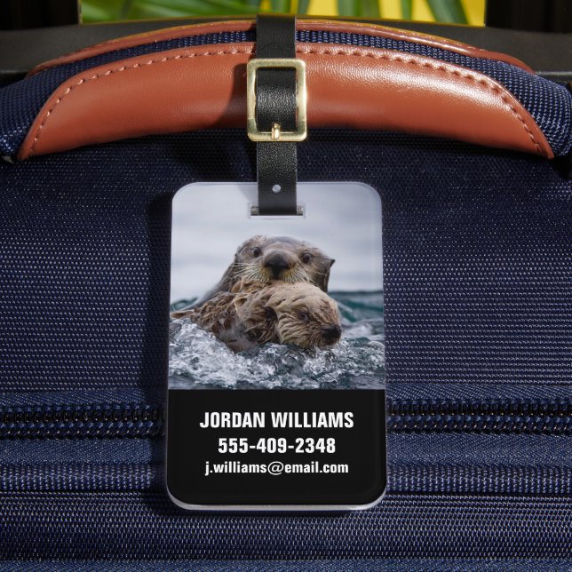 Cutest Baby Animals | Otter Baby & Mother Luggage Tag (Front Insitu 2)