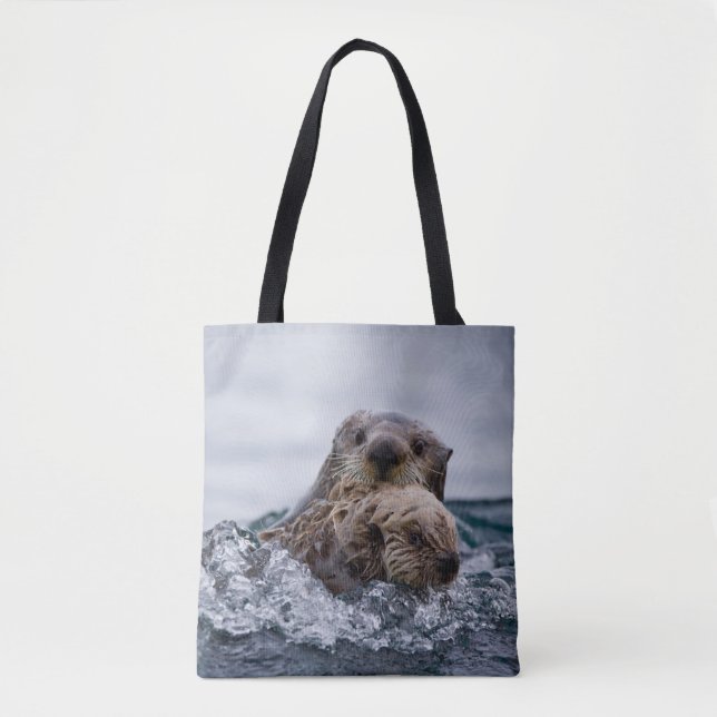 Cutest Baby Animals | Otter Baby & Mother Tote Bag (Front)