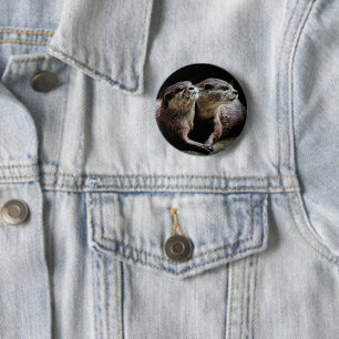 Cutest Baby Animals Otters Holding Hands 6 Cm Round Badge