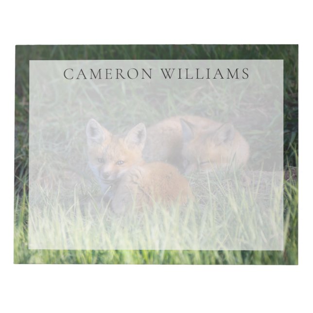 Cutest Baby Animals | Pair of Red Fox Kit Siblings Notepad (Front)