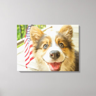 Cutest Baby Animals Patriotic Corgi Puppy Canvas Print