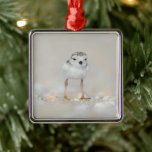 Cutest Baby Animals | Piping Plover Chick Metal Ornament<br><div class="desc">This cute Getty Images photo features a one day old,  Piping Plover chick standing on the sand on the beach Long Island,  New York.</div>