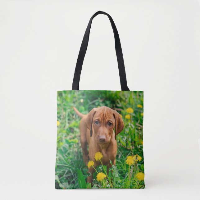 Cutest Baby Animals | Pointer Puppy Tote Bag (Front)