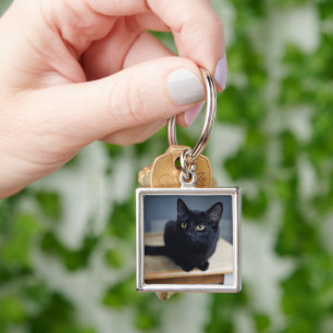 Cutest Baby Animals   Portrait of a Black Cat Key Ring