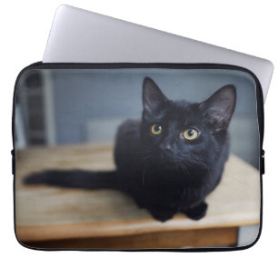Cutest Baby Animals Portrait of a Black Cat Laptop Sleeve