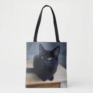 Cutest Baby Animals Portrait of a Black Cat Tote Bag
