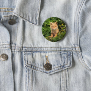 Cutest Baby Animals Red Fox at Umnak Alaska 6 Cm Round Badge