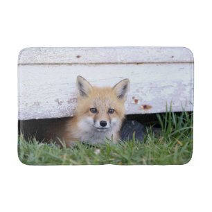 Cutest Baby Animals   Red Fox Kit Peeking Bath Mat