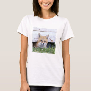 Cutest Baby Animals Red Fox Kit Peeking T-Shirt