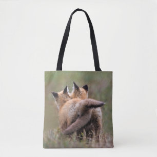 Cutest Baby Animals Red Fox Kits Locking Tails Tote Bag