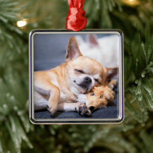 Cutest Baby Animals Red-haired Chihuahua Dog Metal Ornament