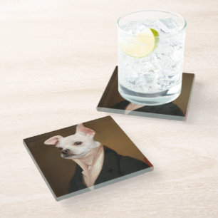 Cutest Baby Animals Royal Chihuahua Portrait Glass Coaster