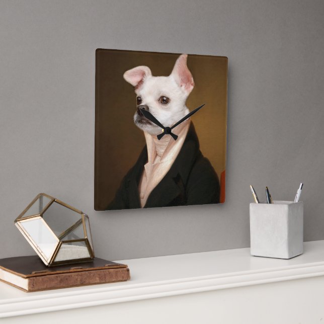 Cutest Baby Animals | Royal Chihuahua Portrait Square Wall Clock (Office)