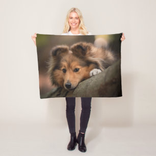 Cutest Baby Animals Shetland Sheepdog Puppy Fleece Blanket