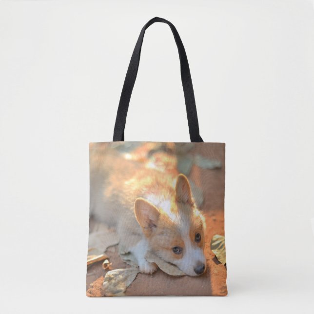 Cutest Baby Animals | Shy Corgi Tote Bag (Front)