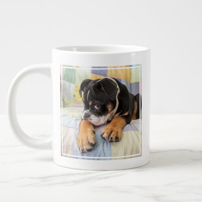 Cutest Baby Animals | Shy Old English Bulldog Large Coffee Mug (Left)