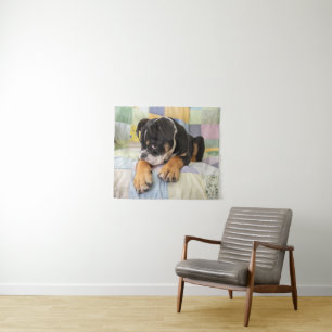 Cutest Baby Animals Shy Old English Bulldog Tapestry