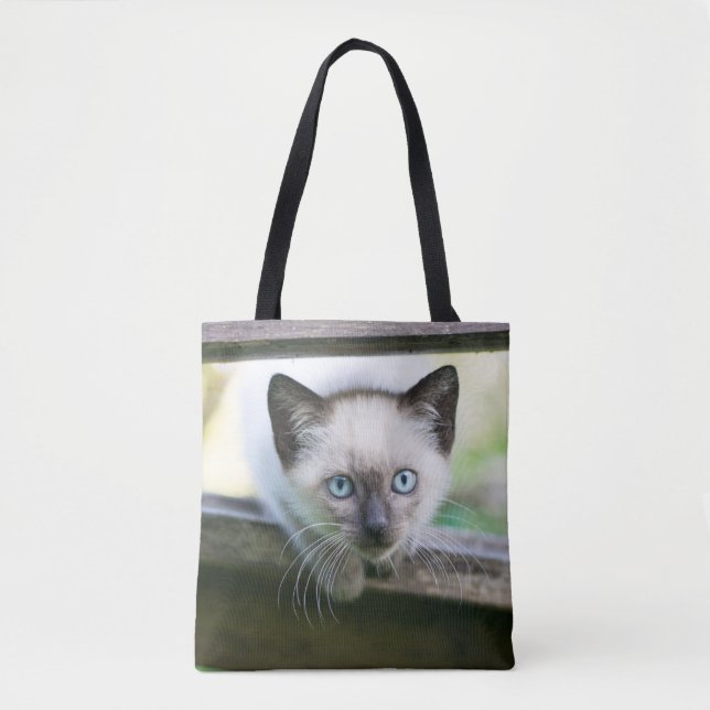 Cutest Baby Animals | Siamese Kitten Tote Bag (Front)