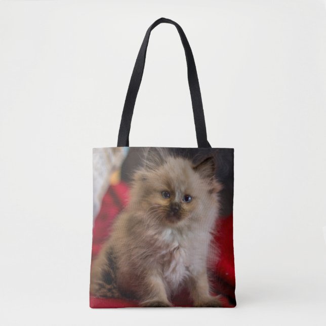 Cutest Baby Animals | Siamese Kitten Tote Bag (Front)