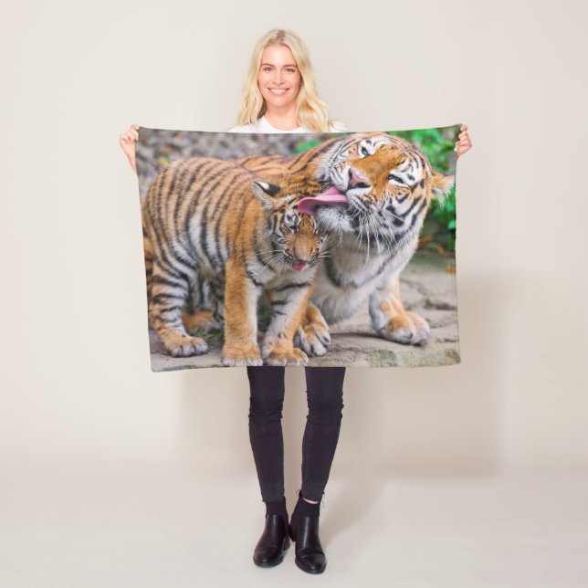 Cutest Baby Animals | Siberian Tiger Family Fleece Blanket (In Situ)