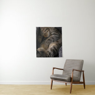 Cutest Baby Animals Sleeping Tabby Cat Tapestry