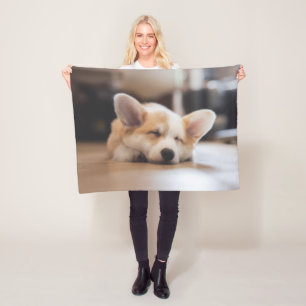 Cutest Baby Animals Sleepy Corgi Fleece Blanket