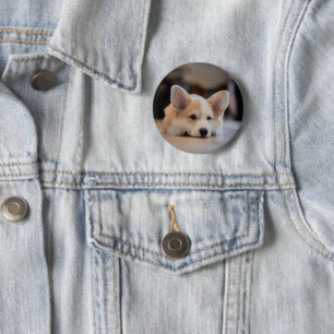 Cutest Baby Animals Sleepy Corgi Puppy 6 Cm Round Badge