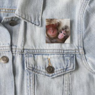 Cutest Baby Animals Snow Monkey 15 Cm Square Badge