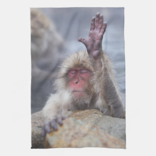 Cutest Baby Animals Snow Monkey Face Tea Towel