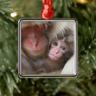 Cutest Baby Animals Snow Monkey Metal Ornament