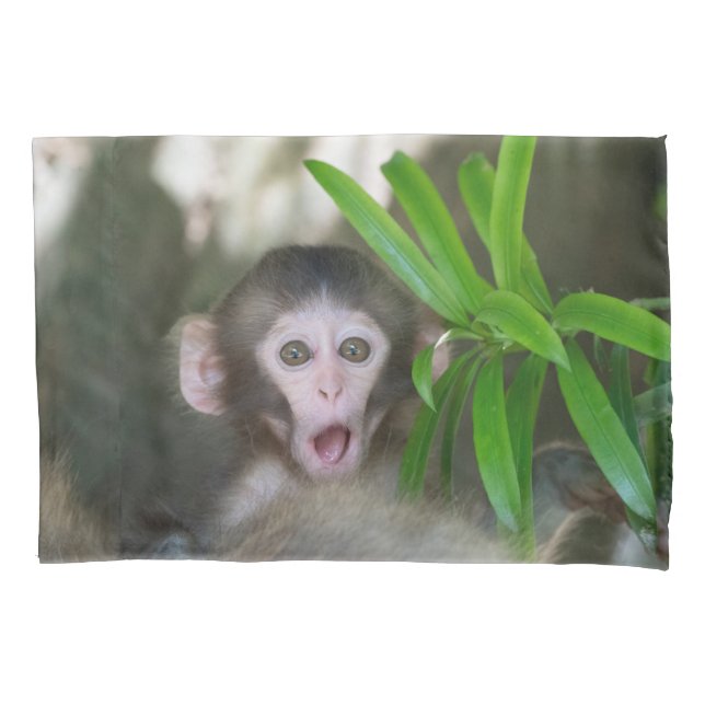 Cutest Baby Animals | Surprised Snow Monkey Pillowcase (Front)