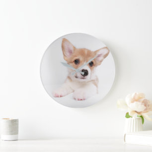 Cutest Baby Animals   Sweet Baby Corgi Large Clock