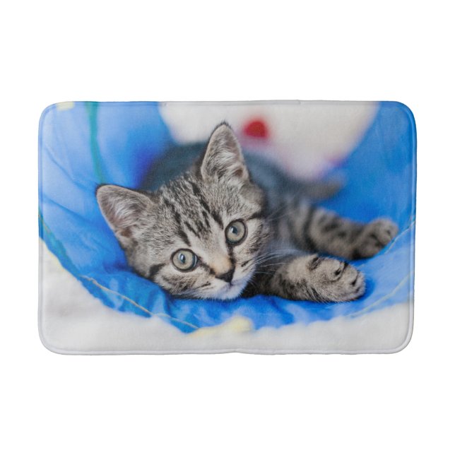 Cutest Baby Animals | Tabby Kitten in Play Tunnel Bath Mat (Front)