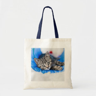 Cutest Baby Animals Tabby Kitten in Play Tunnel Tote Bag