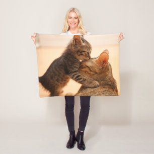 Cutest Baby Animals Tabby Kitten Kiss Fleece Blanket