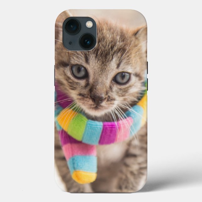Cutest Baby Animals | Tabby Kitten Rainbow Scarf Case-Mate iPhone Case (Back)