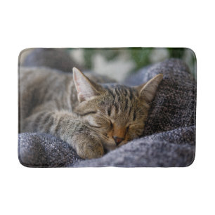 Cutest Baby Animals Tabby Kitten Sleeping Bath Mat