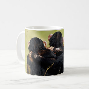 Cutest Baby Animals   Three Chimpanzees Hugging Coffee Mug