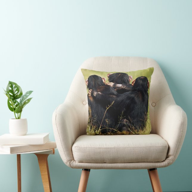Cutest Baby Animals | Three Chimpanzees Hugging Cushion (Chair)