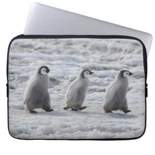Cutest Baby Animals   Three Emperor Penguin Chicks Laptop Sleeve
