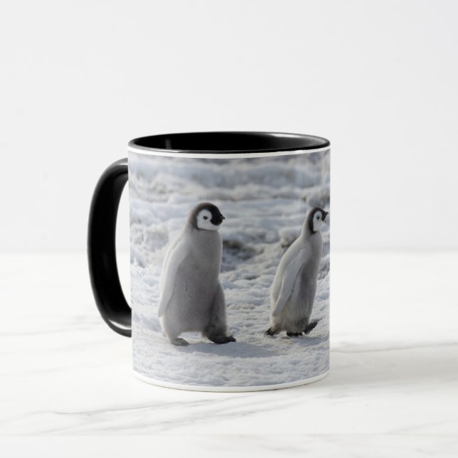Cutest Baby Animals | Three Emperor Penguin Chicks Mug (Front Left)
