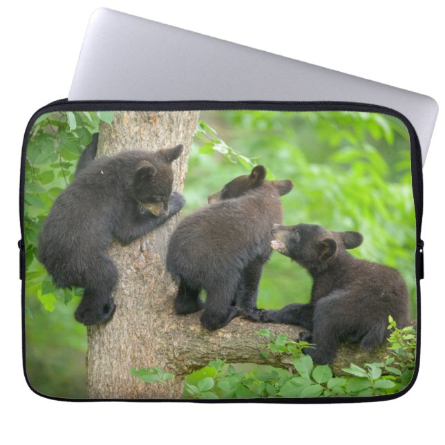 Cutest Baby Animals | Three Young Black Bear Cubs Laptop Sleeve (Front)