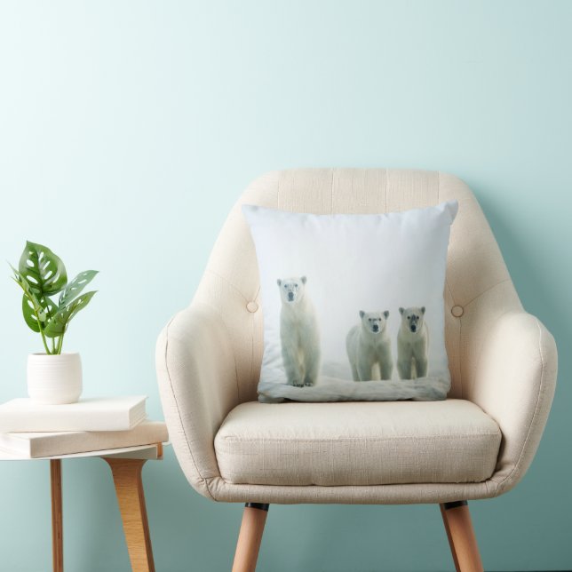 Cutest Baby Animals | Three Young Polar Bears Cushion (Chair)