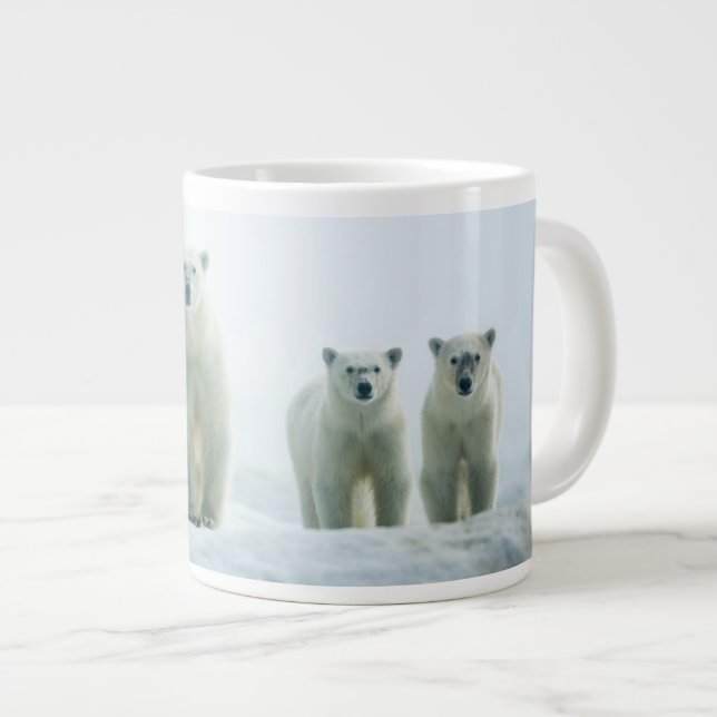 Cutest Baby Animals | Three Young Polar Bears Large Coffee Mug (Front Right)