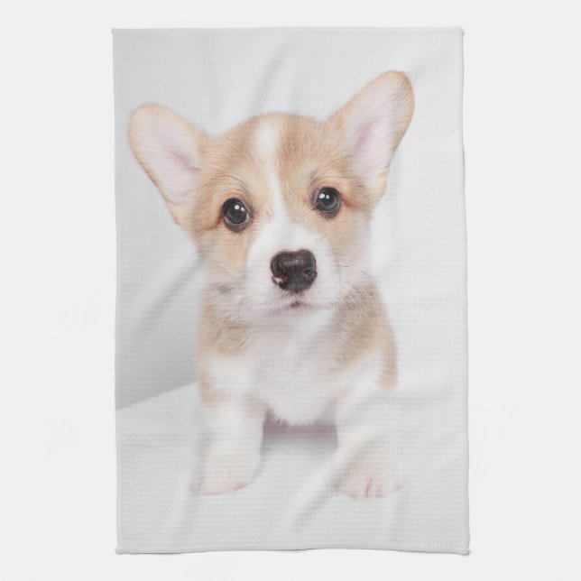 Cutest Baby Animals | Tiny Corgi Tea Towel (Vertical)