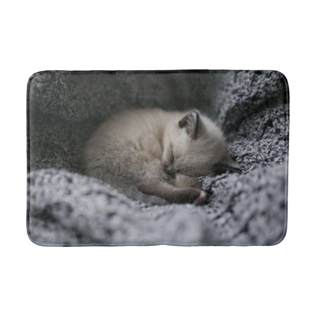 Cutest Baby Animals | Tiny Kitten Sleeping Bath Mat (Front)