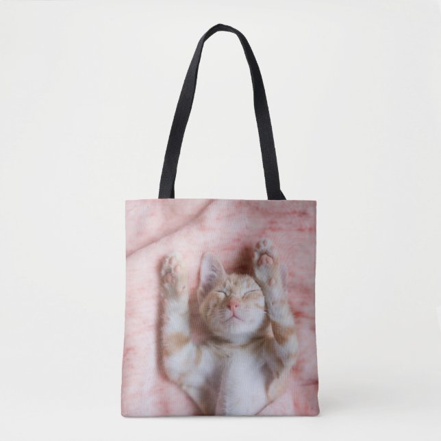 Cutest Baby Animals | Tiny Orange Striped Kitten Tote Bag (Front)