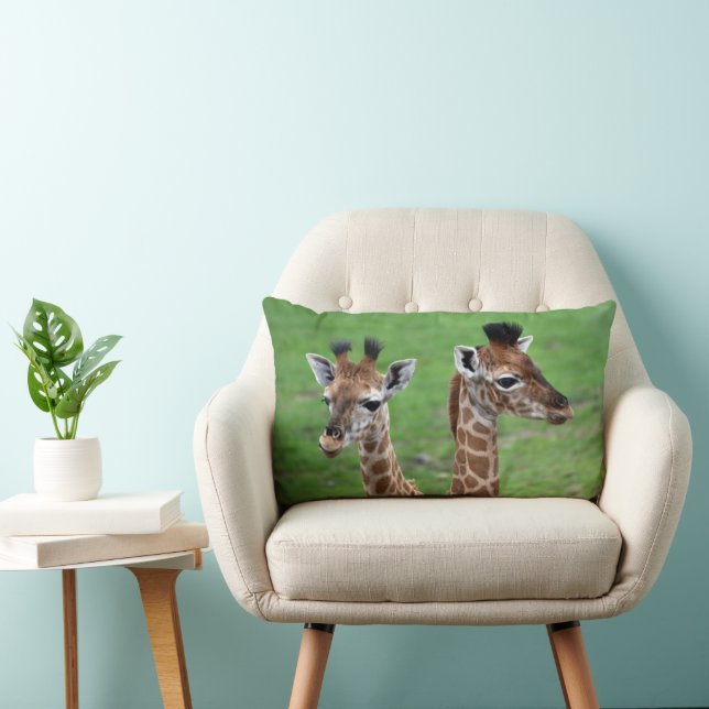 Cutest Baby Animals | Two Baby Giraffes Lumbar Cushion (Chair)