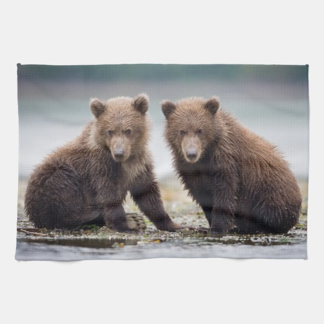 Cutest Baby Animals | Two Bear Cubs Tea Towel (Horizontal)