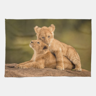 Cutest Baby Animals Two Lion Cubs Tea Towel